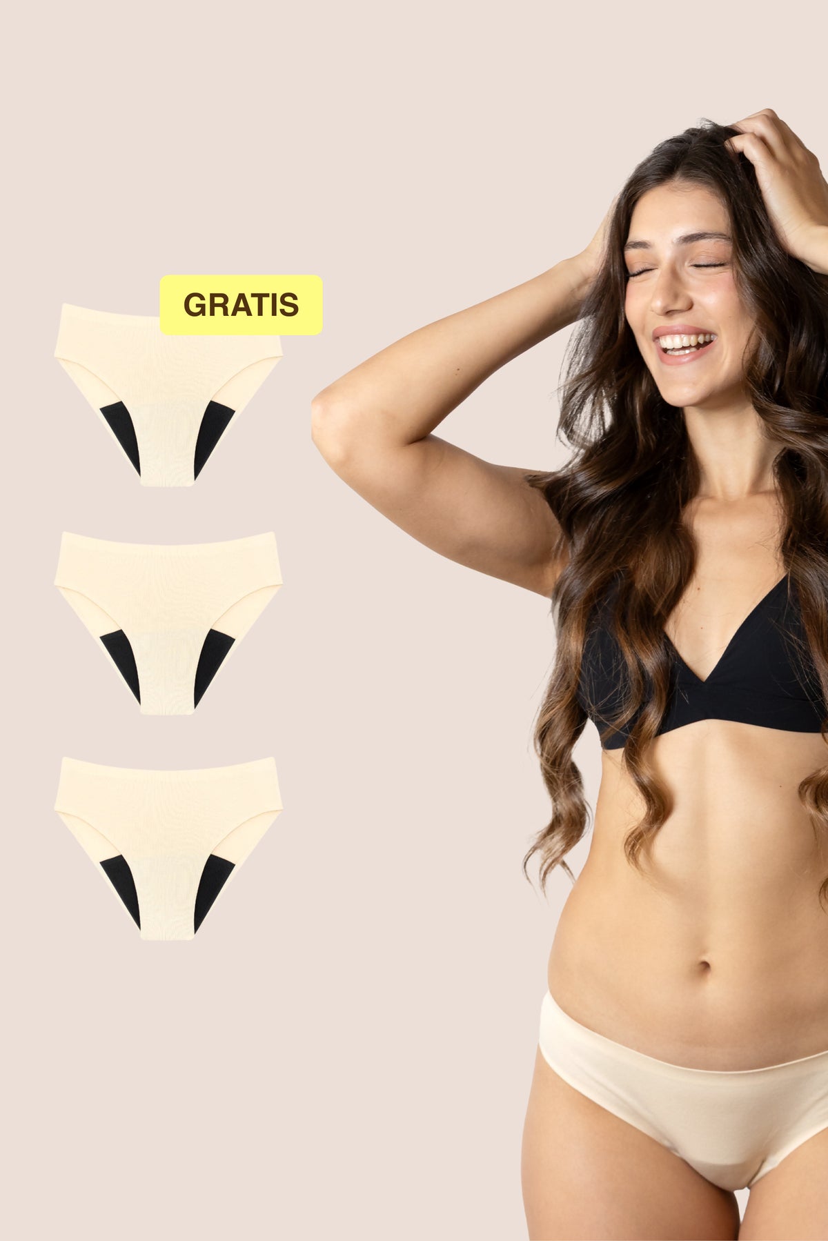 Menstruatie ondergoed | Naadloos | Beige