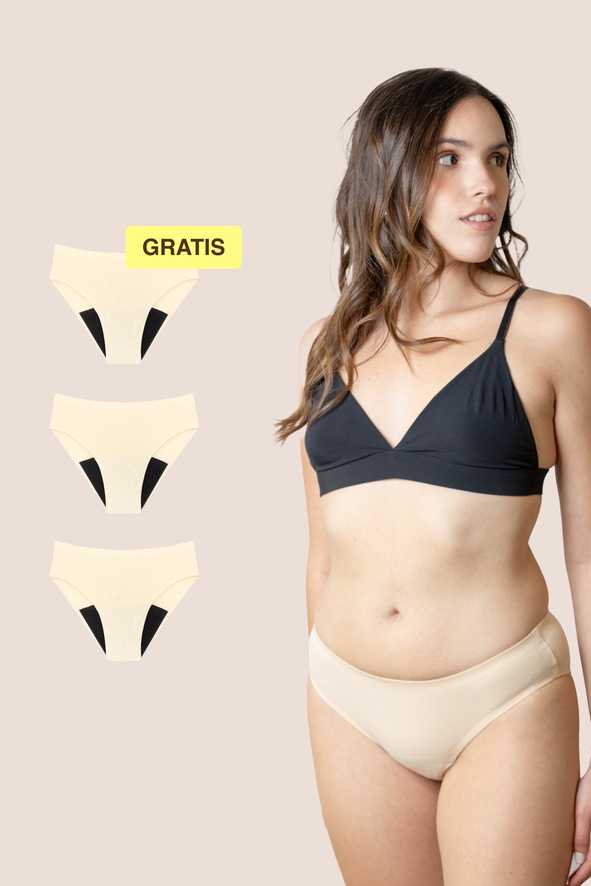 Culotte menstruelle | Sans couture | Beige
