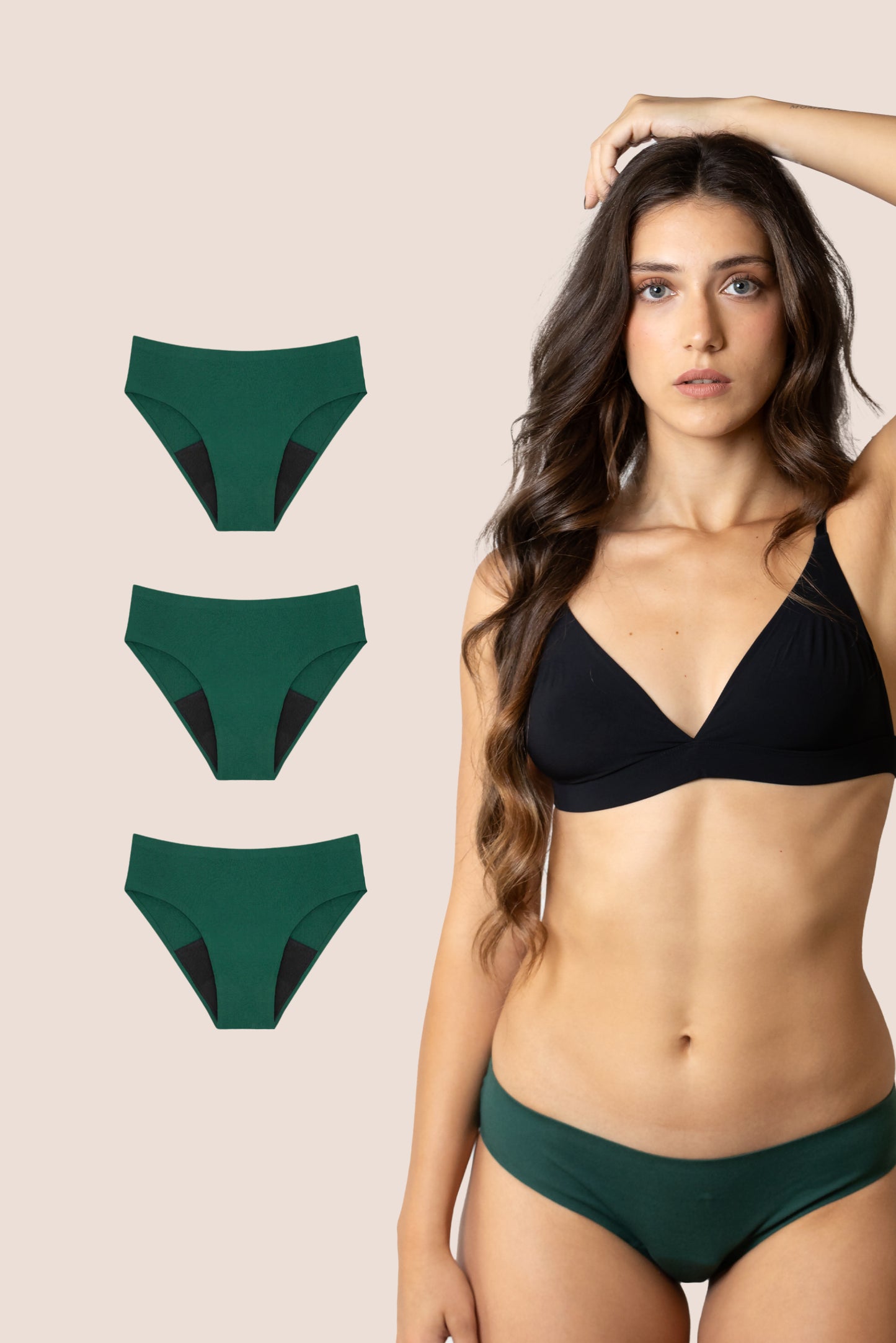 PERIOD PANTIES SEAMLESS GREEN PACK 3