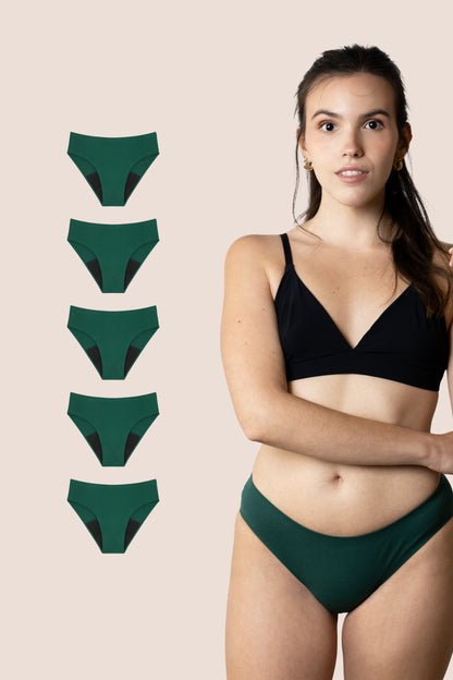 Period Underwear for teens Seamless Green pack 5