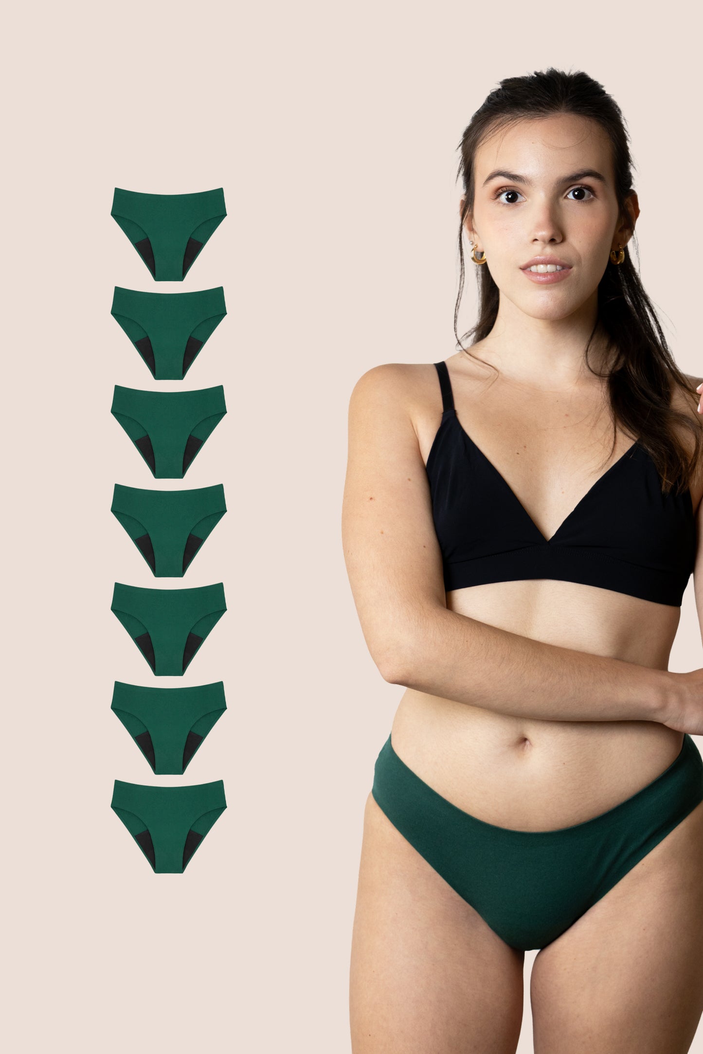 Period Underwear for teens Seamless Green pack 7