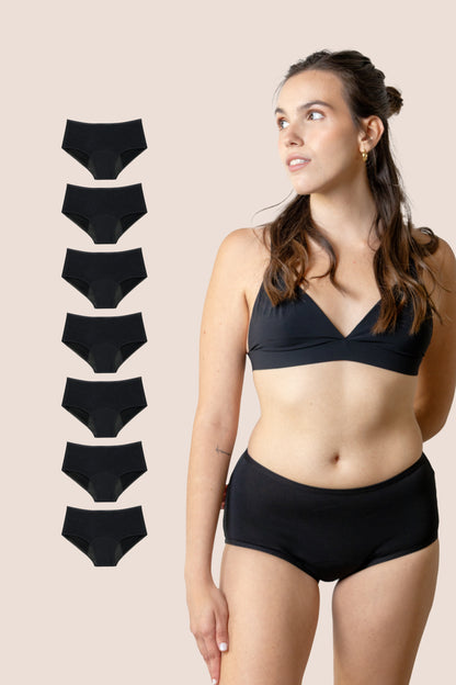 PERIOD UNDERWEAR TEEN HIGH WAIST BLACK PACK 7