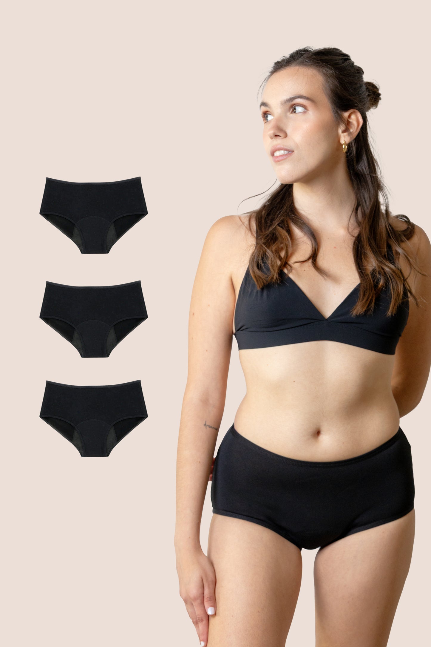 PERIOD UNDERWEAR TEEN HIGH WAIST BLACK PACK 3