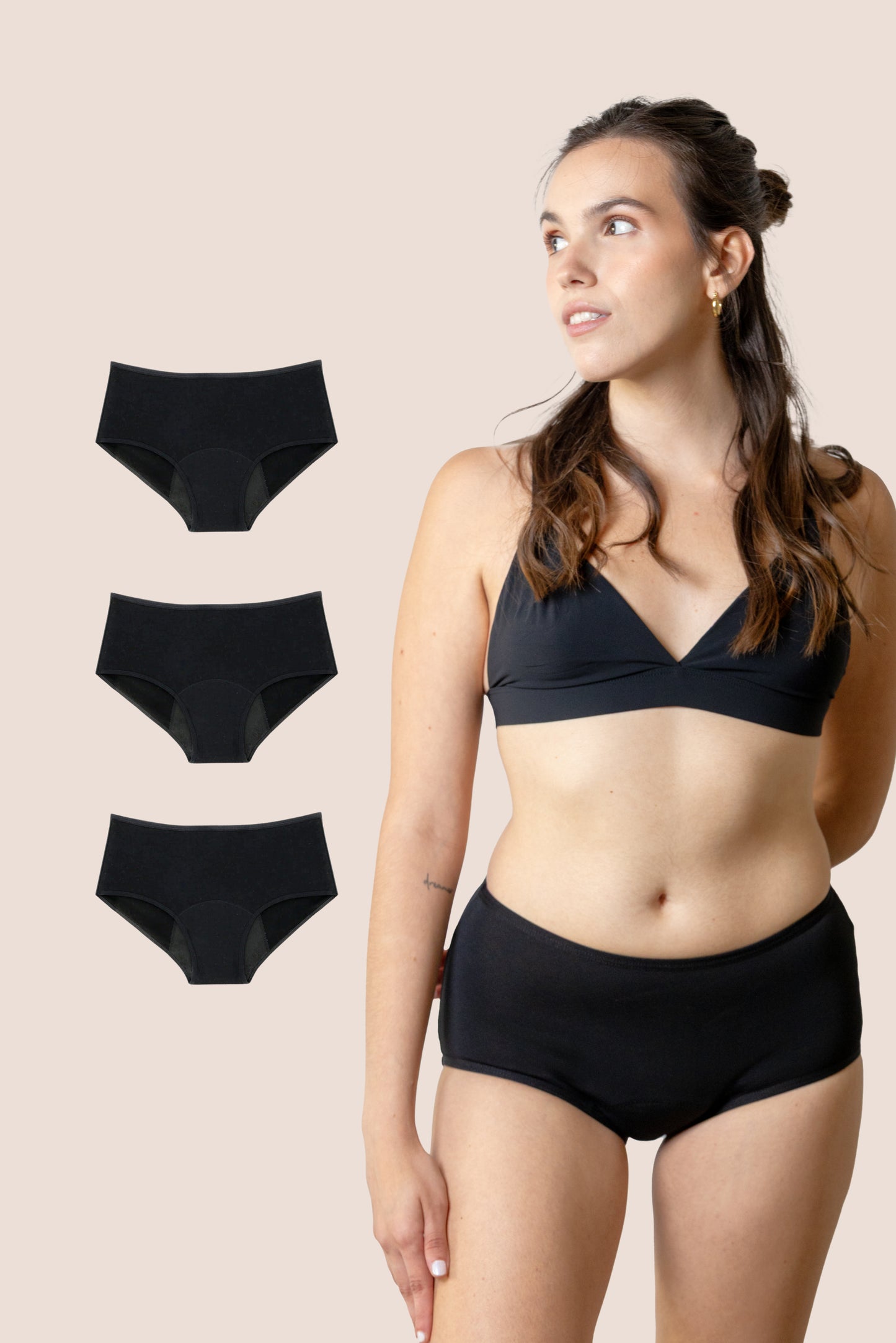 PERIOD UNDERWEAR TEEN HIGH WAIST BLACK PACK 3