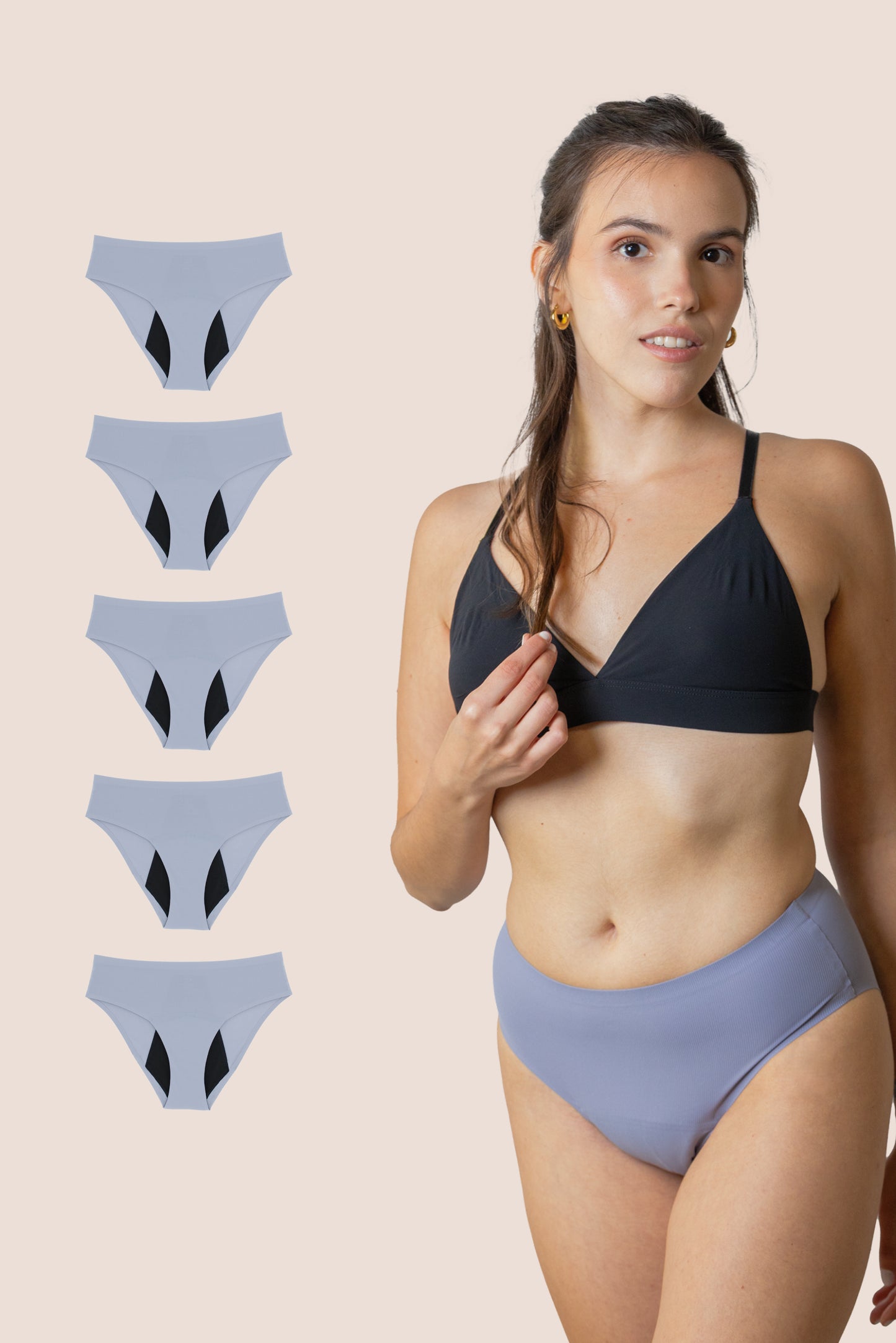 PERIOD UNDERWEAR TEEN SEAMLESS HIGH WAIST LAVENDER PACK 5