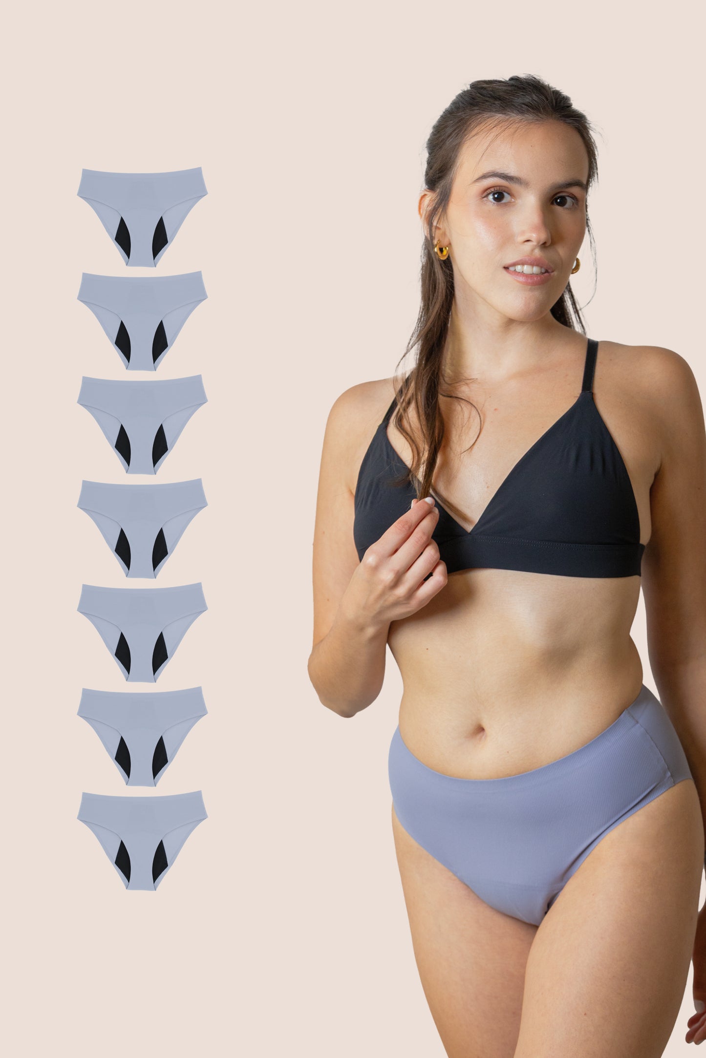 PERIOD UNDERWEAR TEEN SEAMLESS HIGH WAIST LAVENDER PACK 7