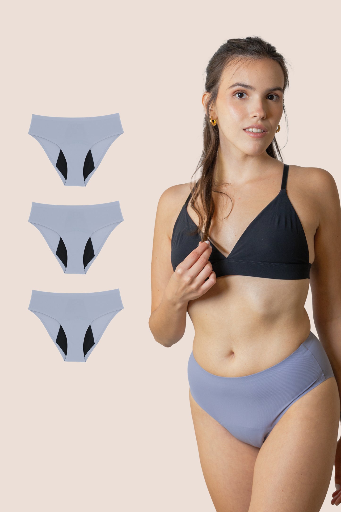 PERIOD UNDERWEAR TEEN SEAMLESS HIGH WAIST LAVENDER PACK 3