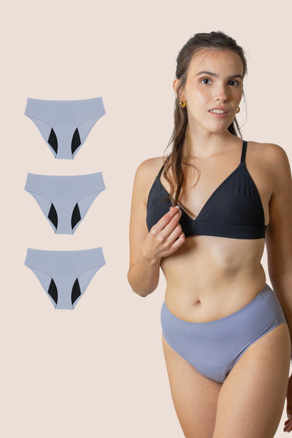 PERIOD UNDERWEAR TEEN SEAMLESS HIGH WAIST LAVENDER PACK 3