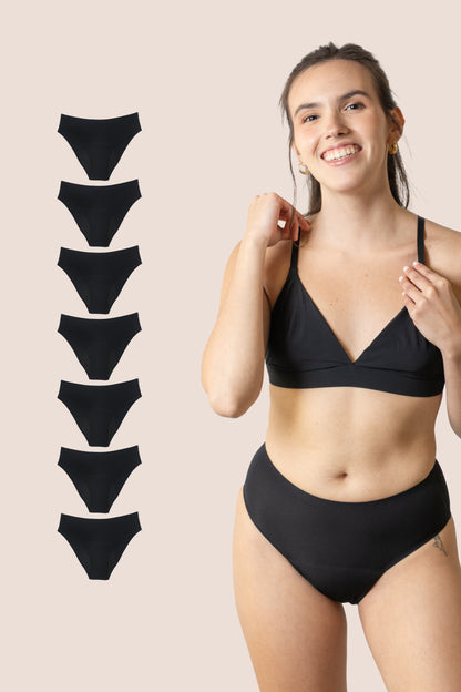 PERIOD UNDERWEAR TEEN SEAMLESS HIGH WAIST BLACK PACK 7