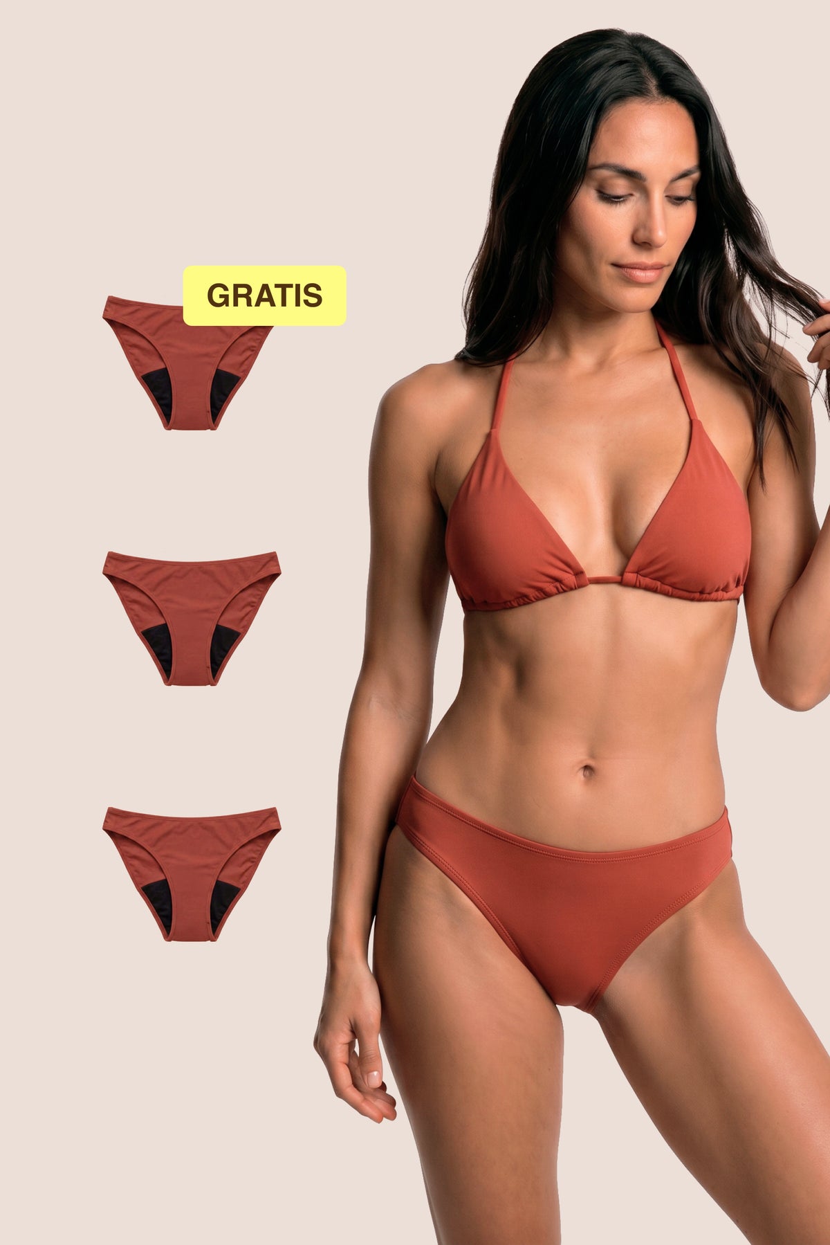 Biquini menstrual | Clássico | Coral