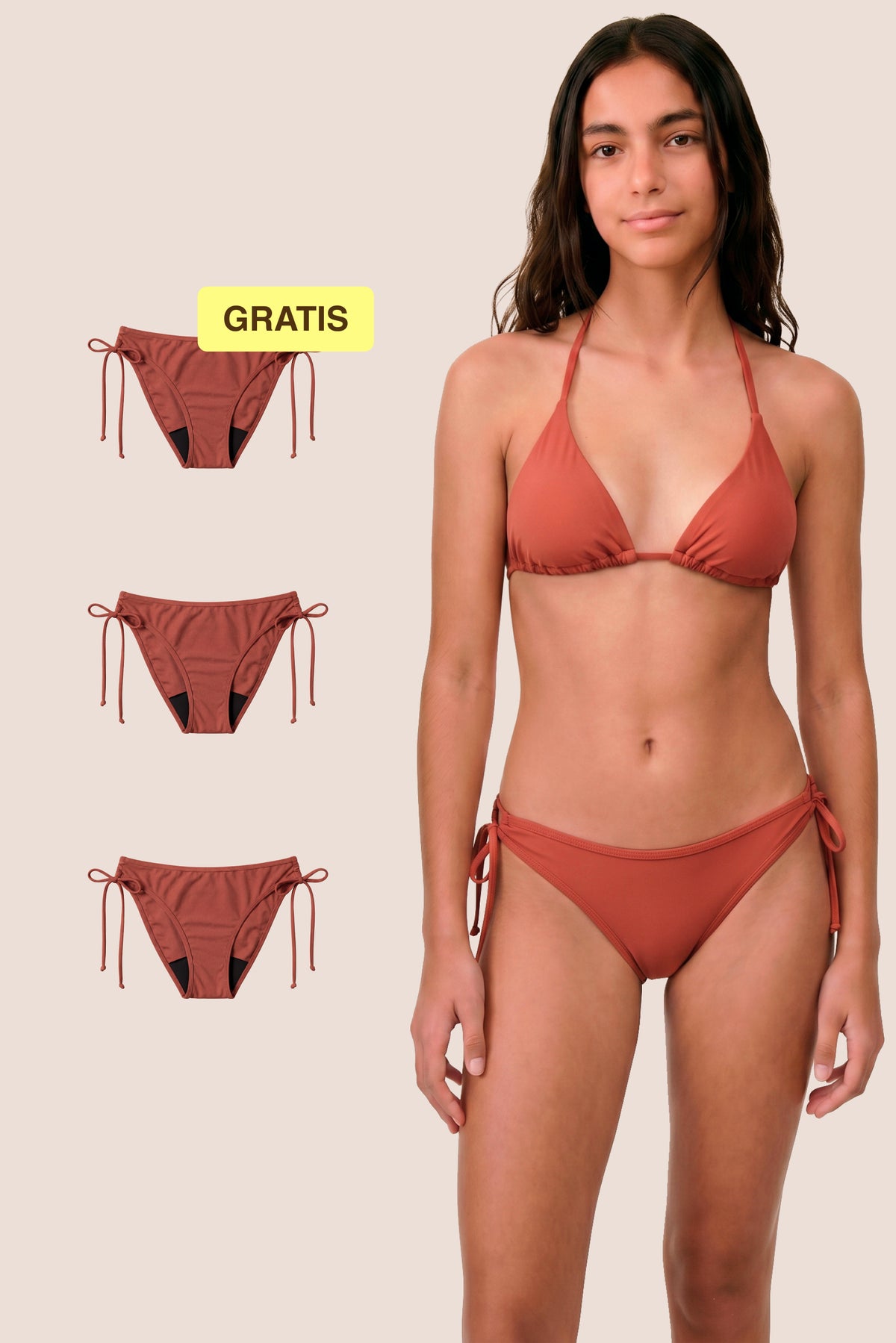 Period Swimwear for Teens | Brazilian with Knot | Coral