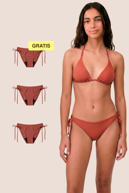 Period Swimwear for Teens | Brazilian with Knot | Coral