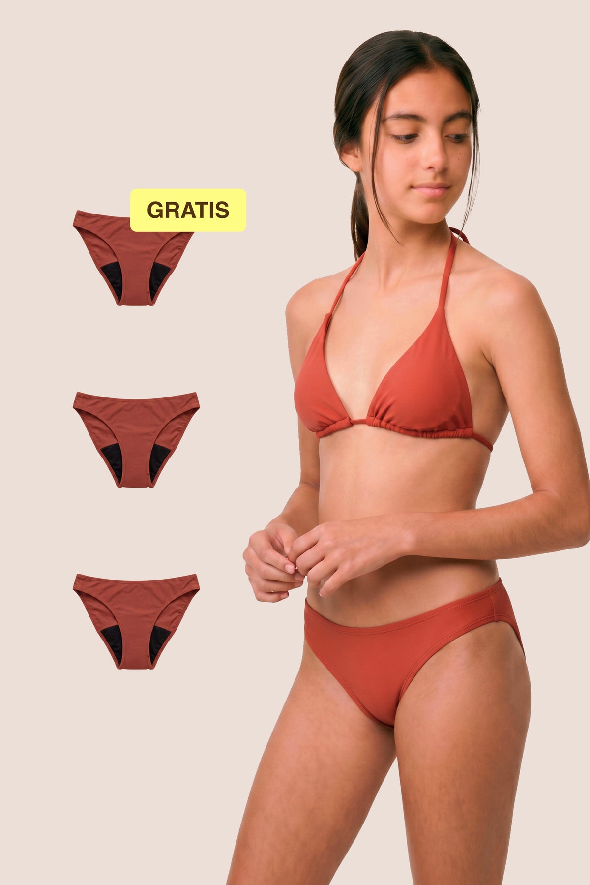 Costume da bagno mestruale per adolescenti | Classico | Corallo