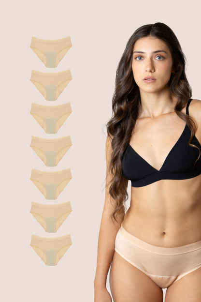 CLASSIC PERIOD PANTIES BEIGE PACK 7