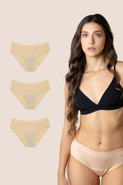 CLASSIC PERIOD PANTIES BEIGE PACK 3