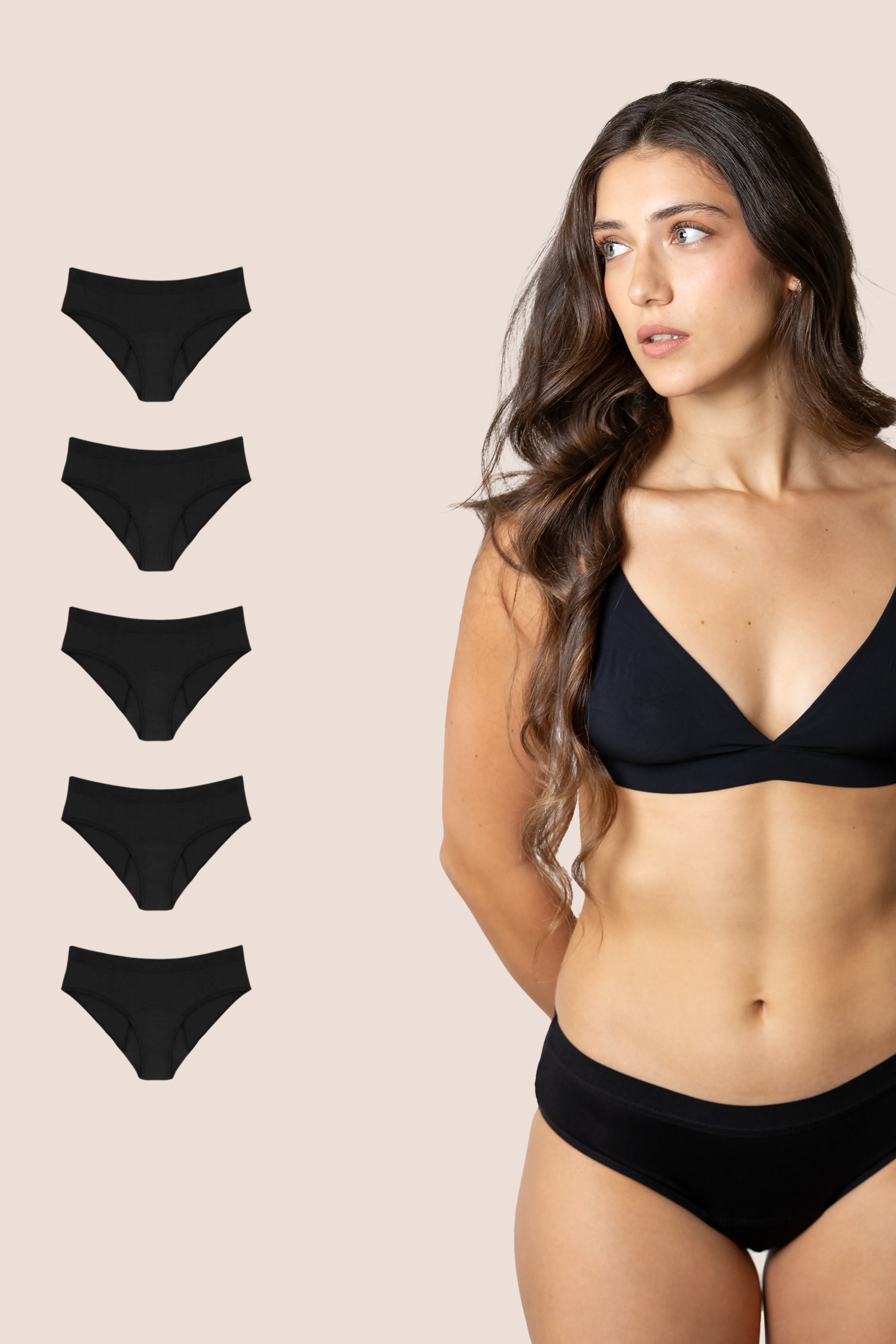 CLASSIC PERIOD PANTIES BLACK PACK 5