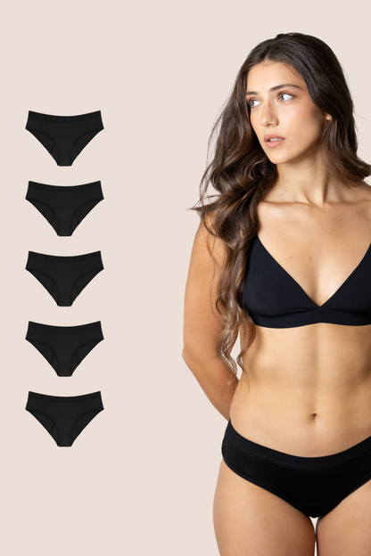 CLASSIC PERIOD PANTIES BLACK PACK 5