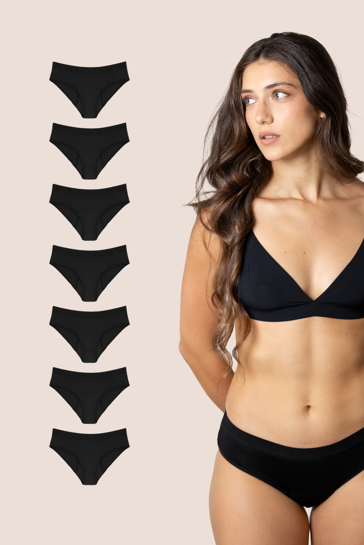 CLASSIC PERIOD PANTIES BLACK PACK 7
