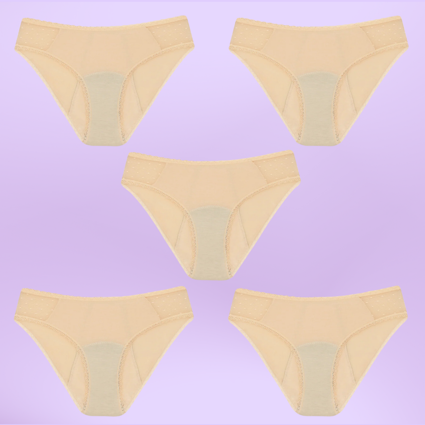 Culotte menstruelle | Hanches transparentes | Beige