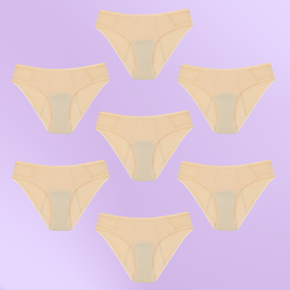 Culotte menstruelle | Hanches transparentes | Beige