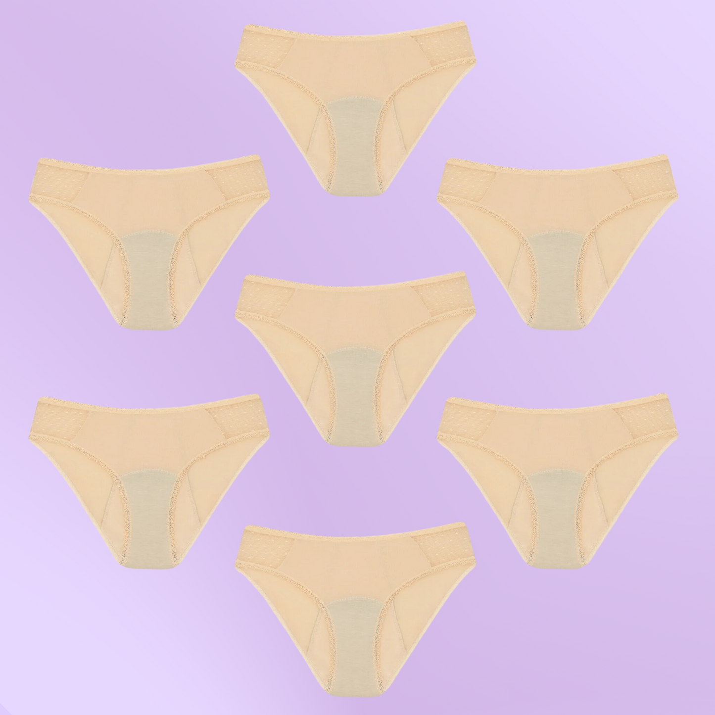 Period Underwear for teens | Transparent hips | Beige