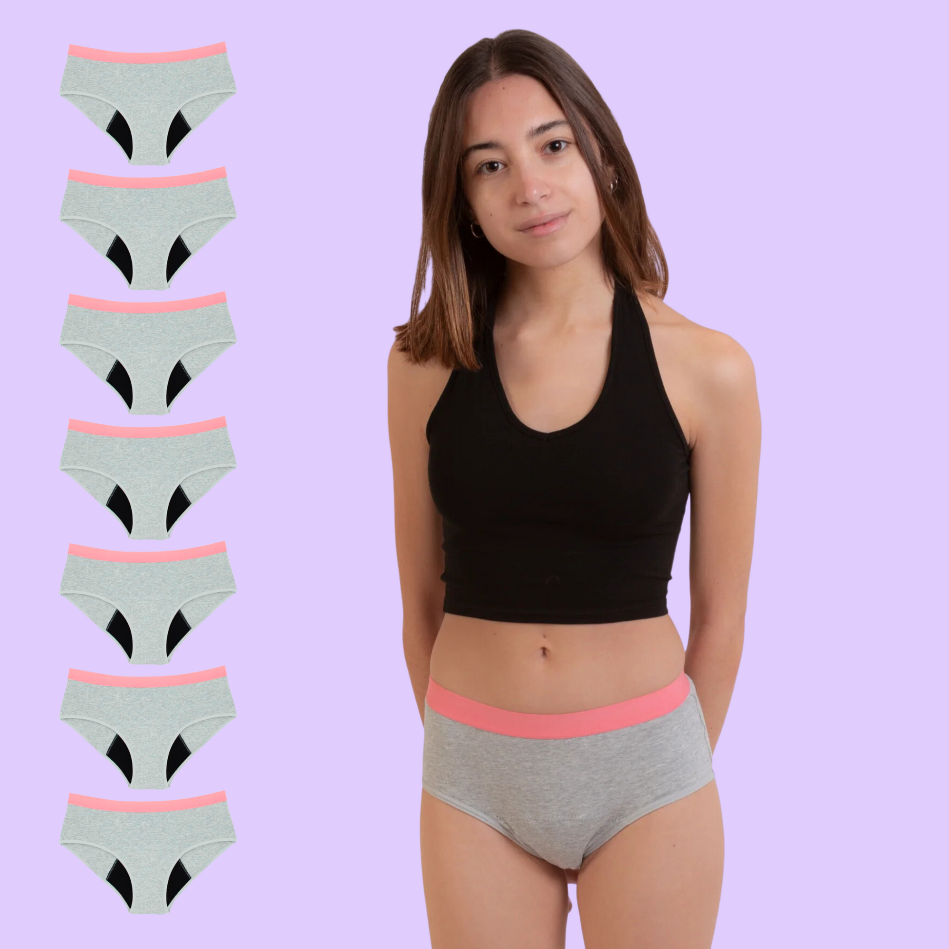 Period underwear for teens grey pack 7