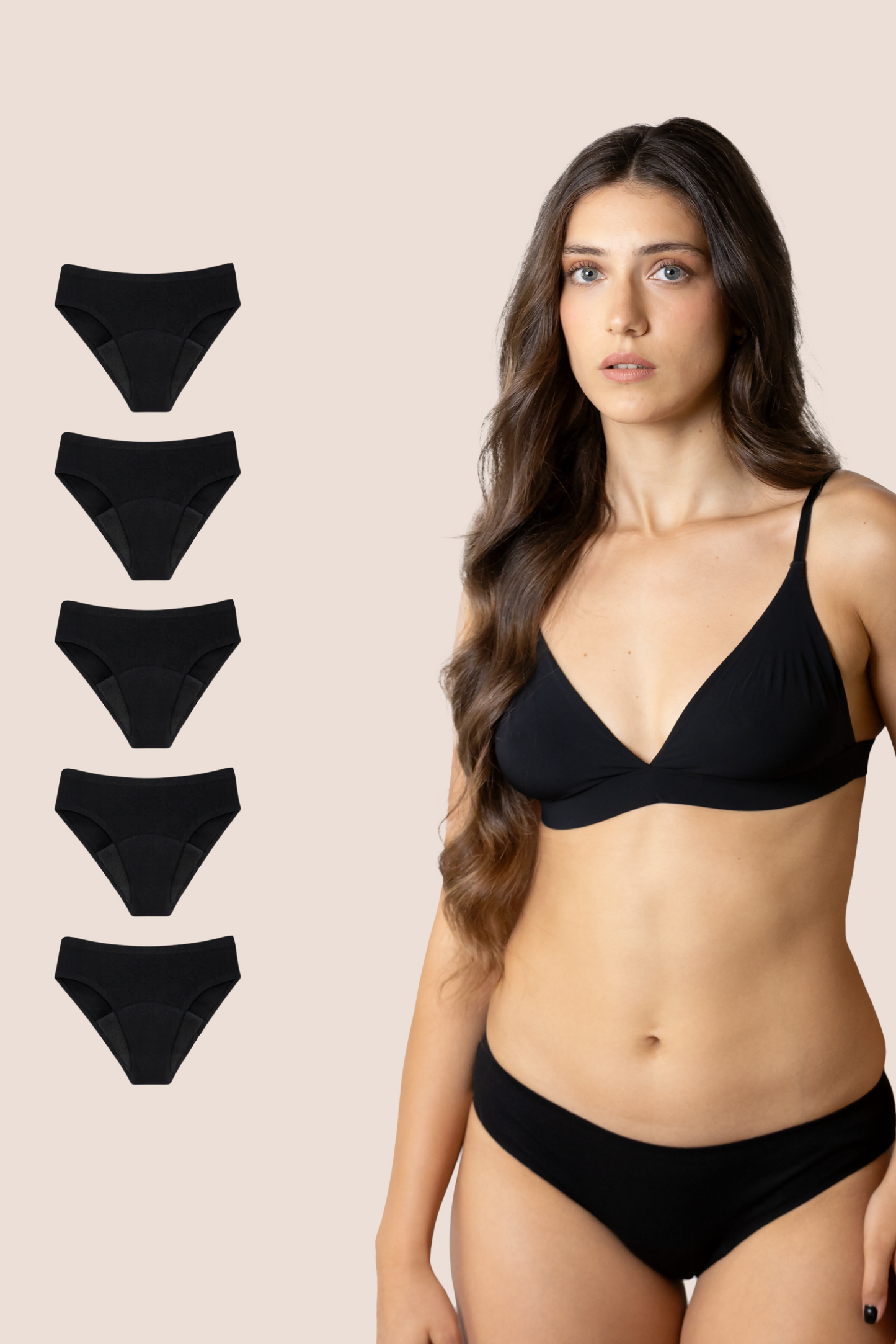 PERIOD PANTIES SEAMLESS BLACK PACK 5