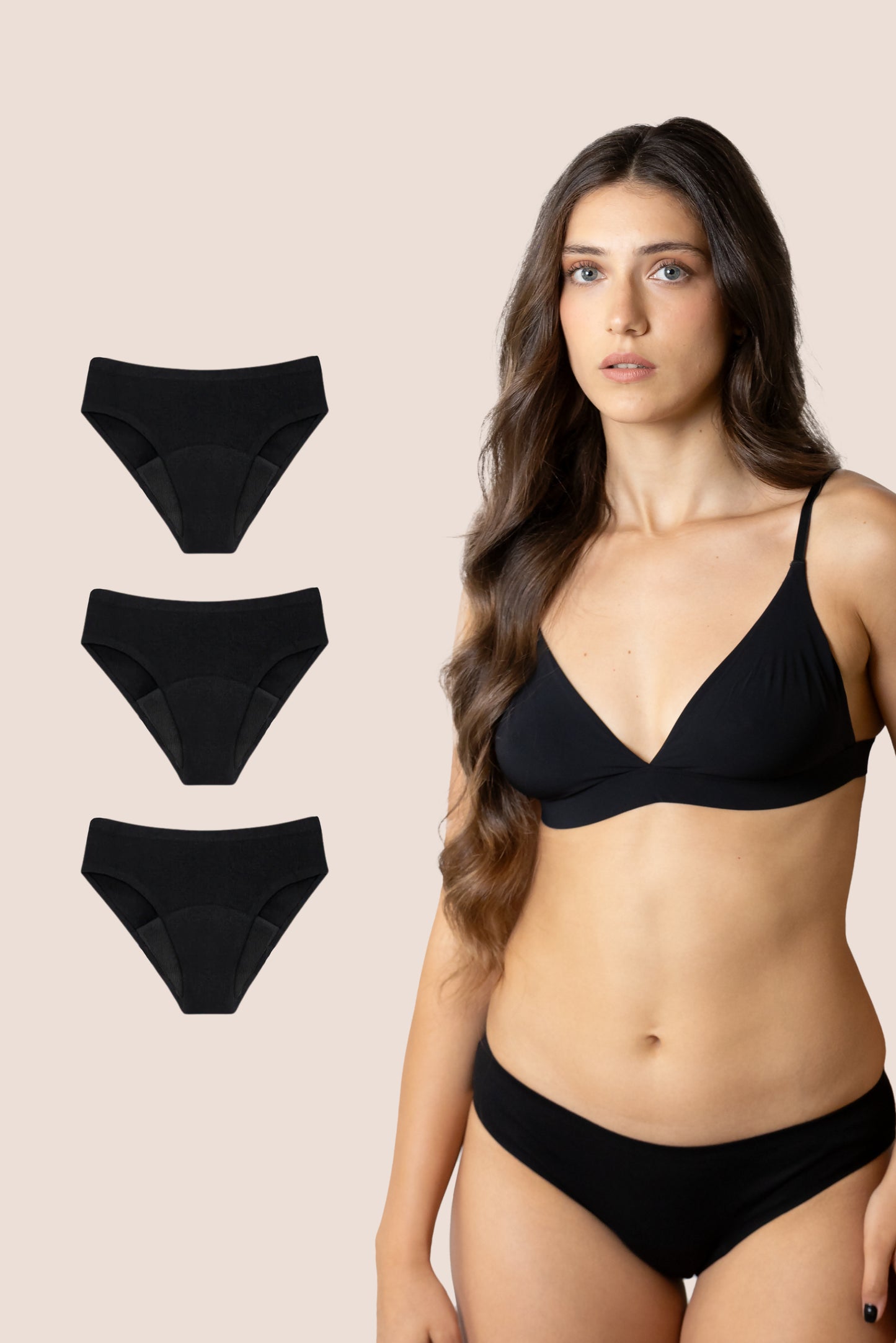 PERIOD PANTIES SEAMLESS BLACK PACK 3