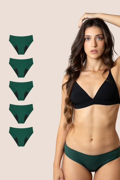 PERIOD PANTIES SEAMLESS GREEN PACK 5