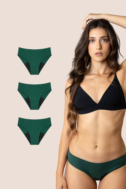 PERIOD PANTIES SEAMLESS GREEN PACK 3