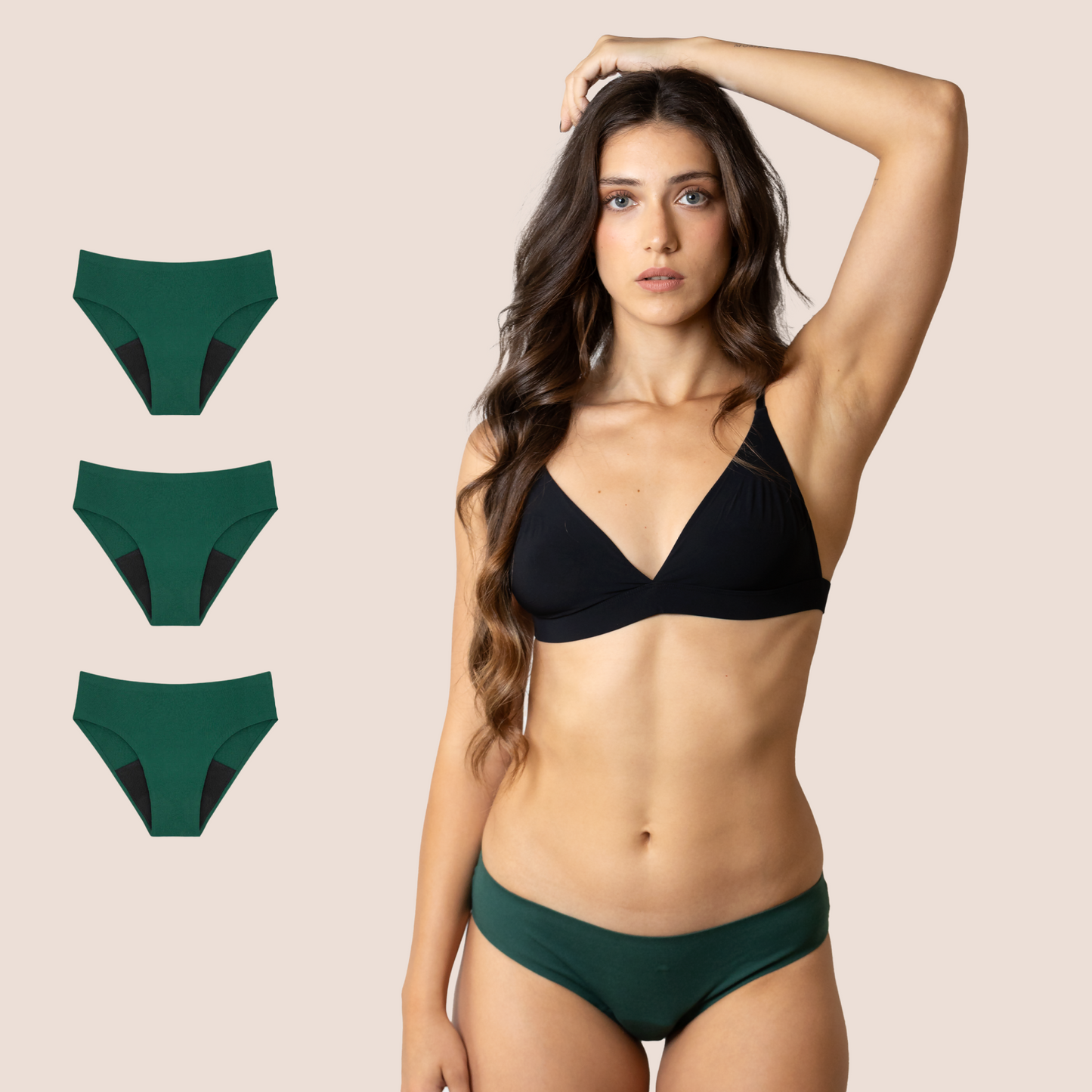 PERIOD PANTIES SEAMLESS GREEN PACK 3