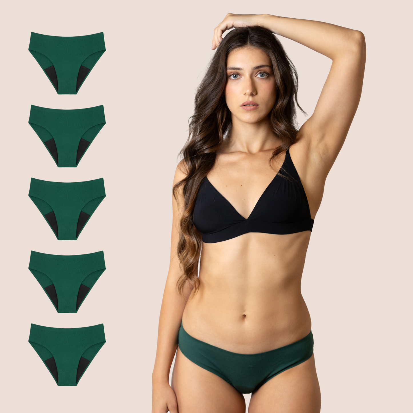 PERIOD PANTIES SEAMLESS GREEN PACK 5