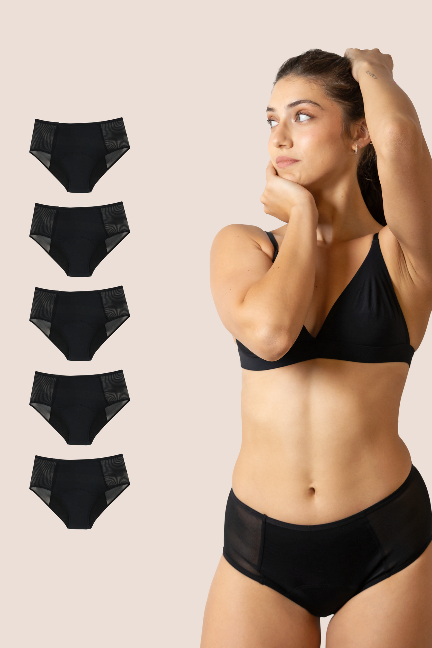 PERIOD PANTY HIGH WAIST TRANSPARENT HIPS PACK 5