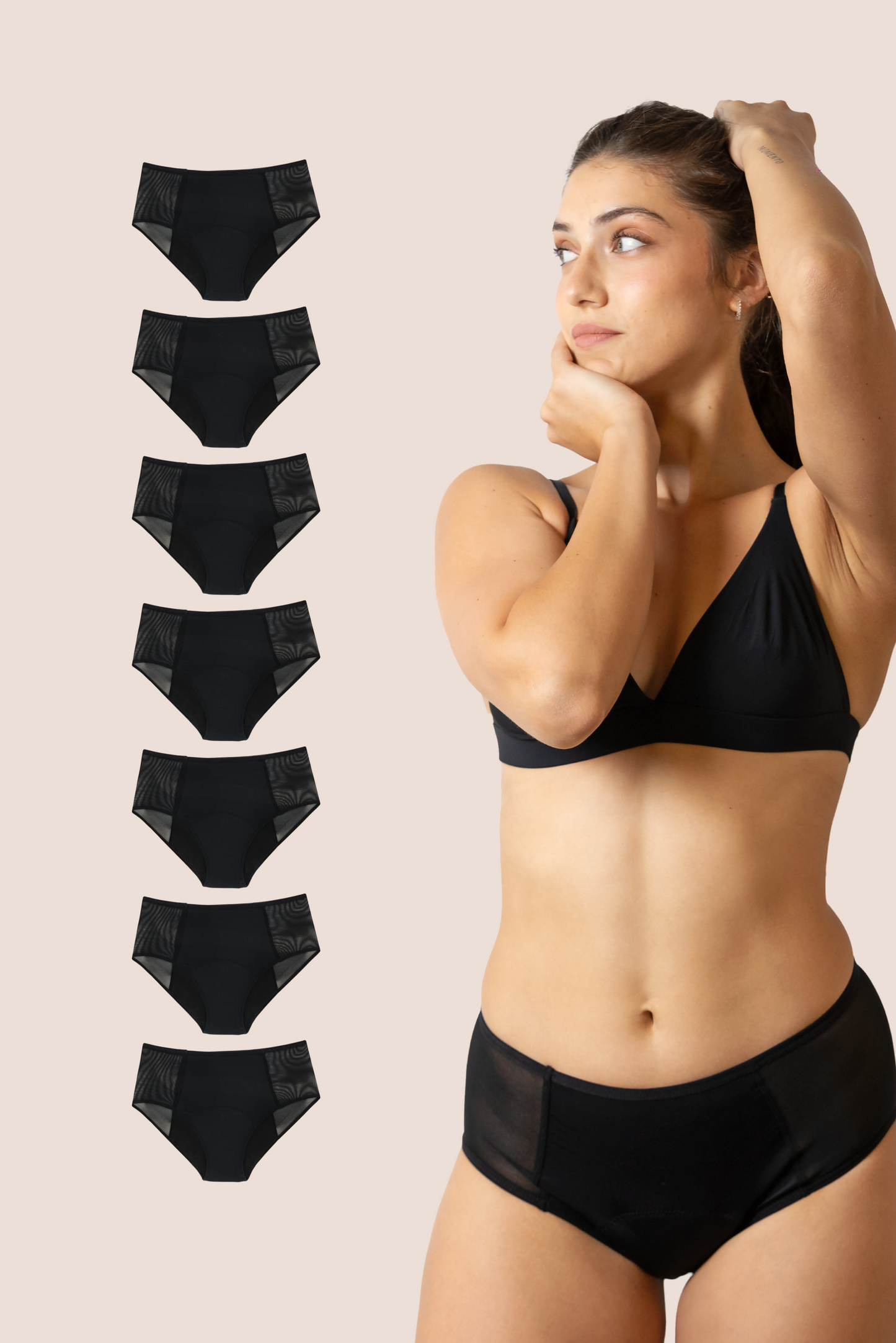 PERIOD PANTY HIGH WAIST TRANSPARENT HIPS PACK 7