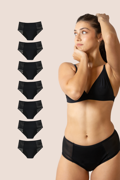 PERIOD PANTY HIGH WAIST TRANSPARENT HIPS PACK 7