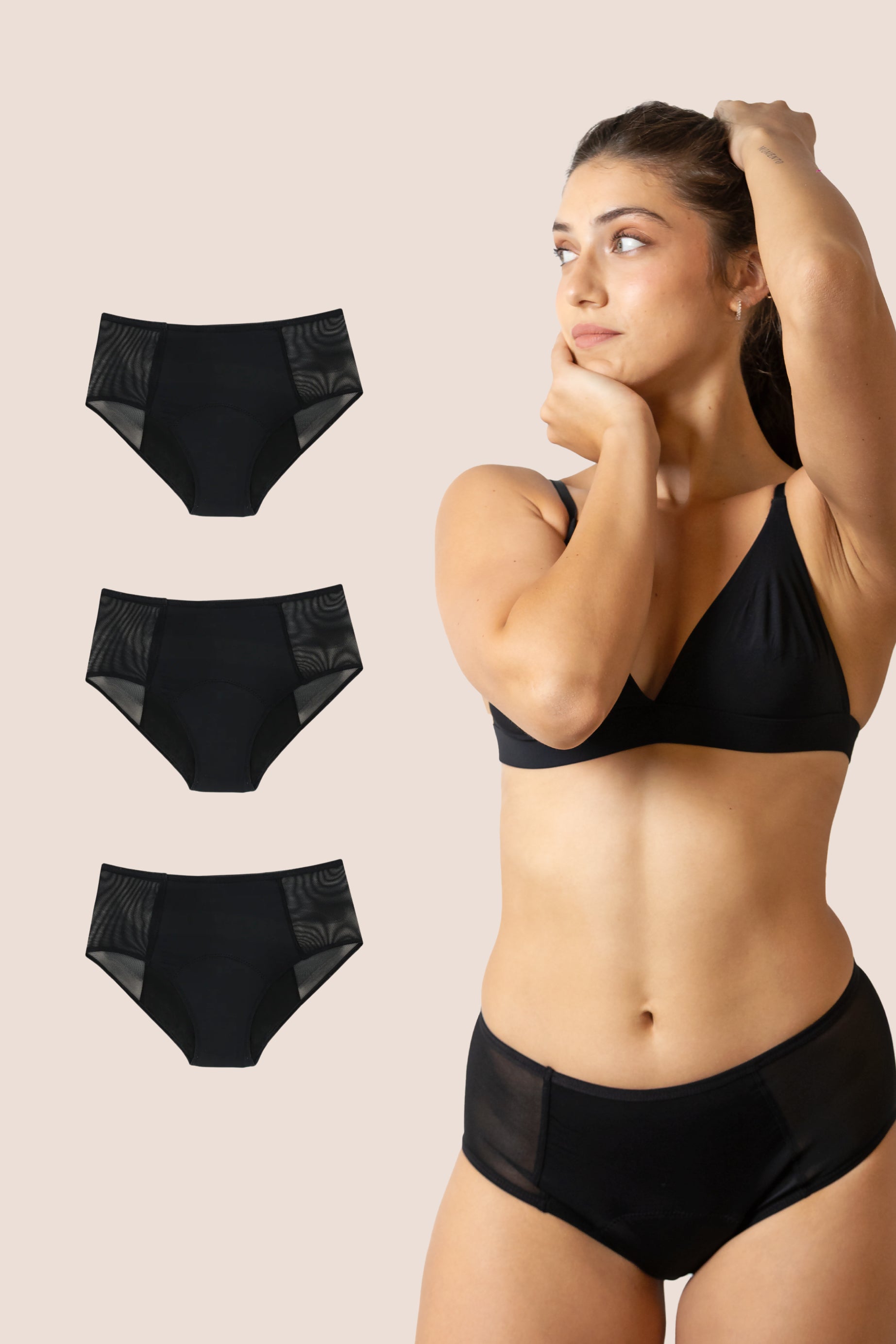 PERIOD PANTY HIGH WAIST TRANSPARENT HIPS PACK 3