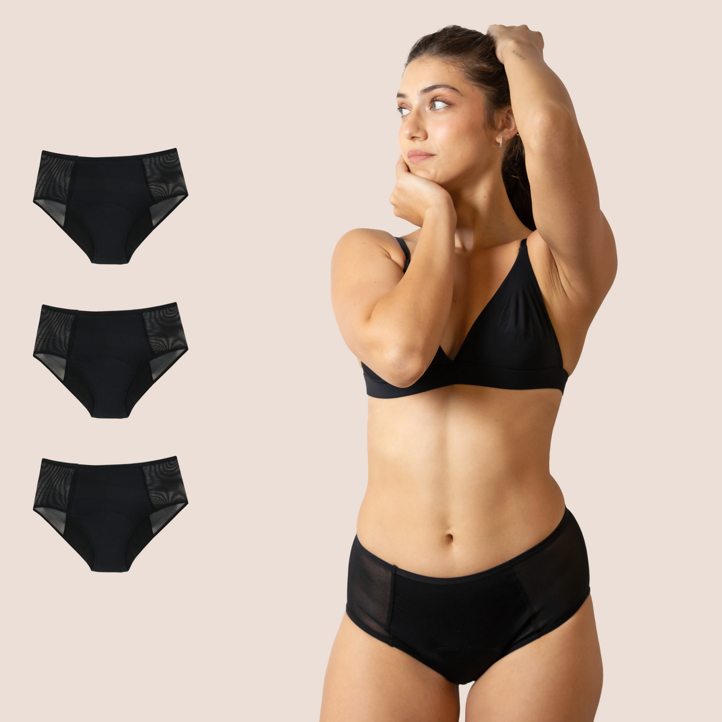 PERIOD PANTY HIGH WAIST TRANSPARENT HIPS PACK 3