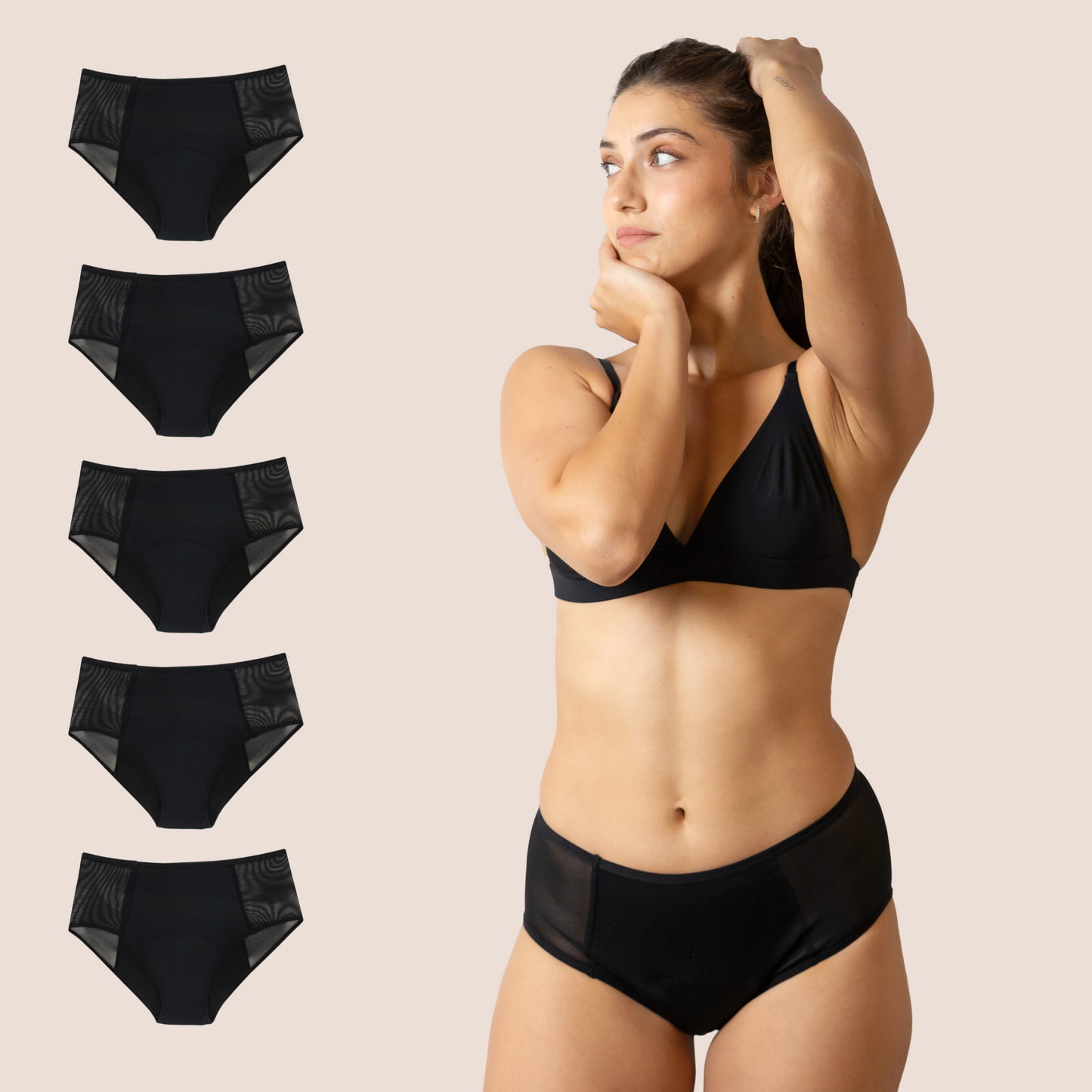 PERIOD PANTY HIGH WAIST TRANSPARENT HIPS PACK 5