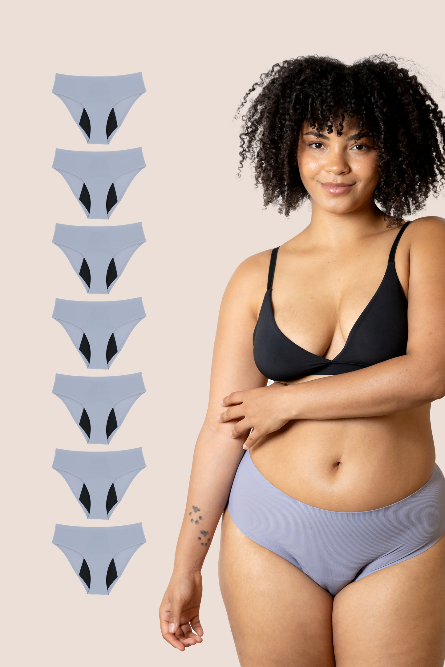 PERIOD PANTY SEAMLESS HIGH WAIST LAVENDER PACK 7