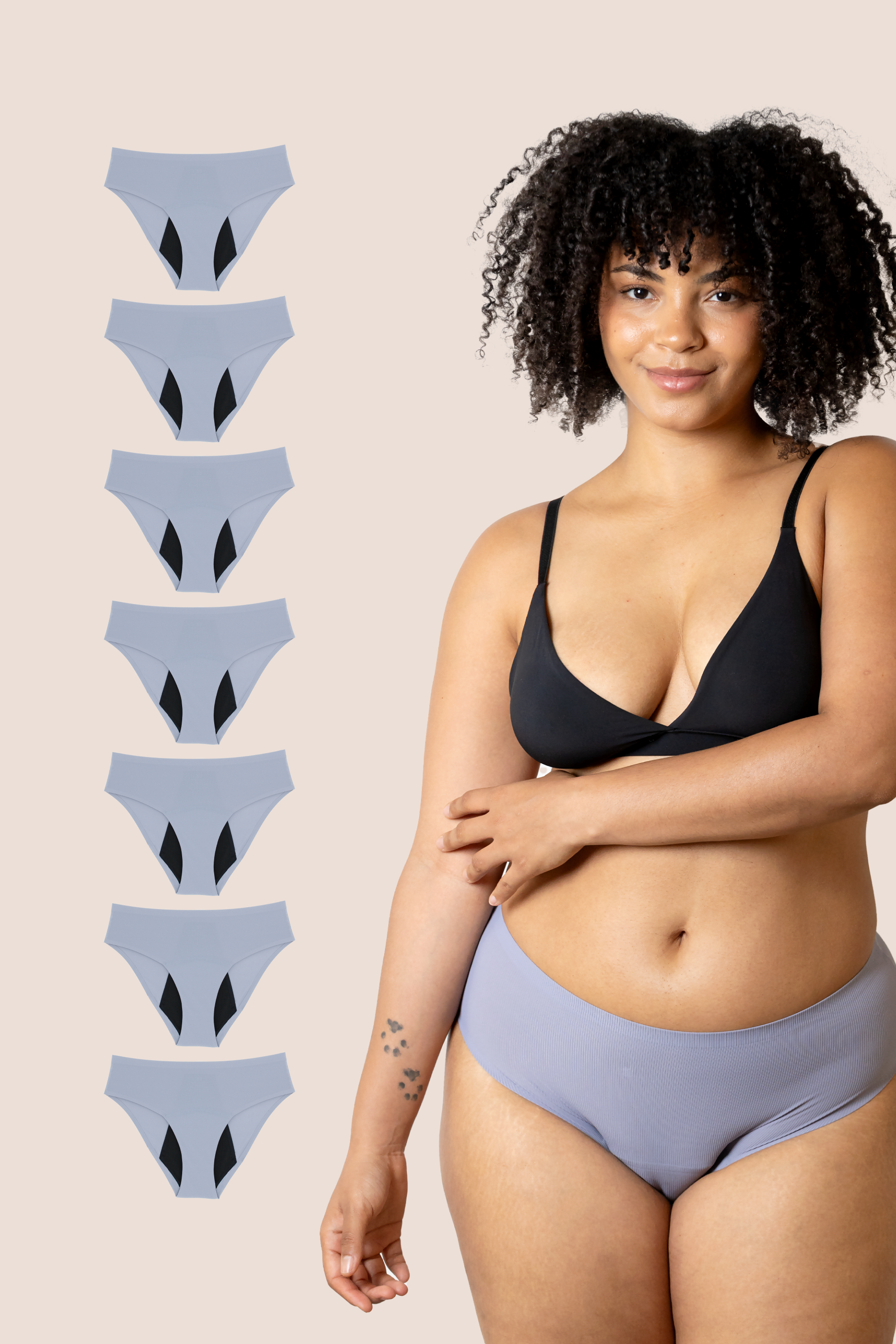PERIOD PANTY SEAMLESS HIGH WAIST LAVENDER PACK 7