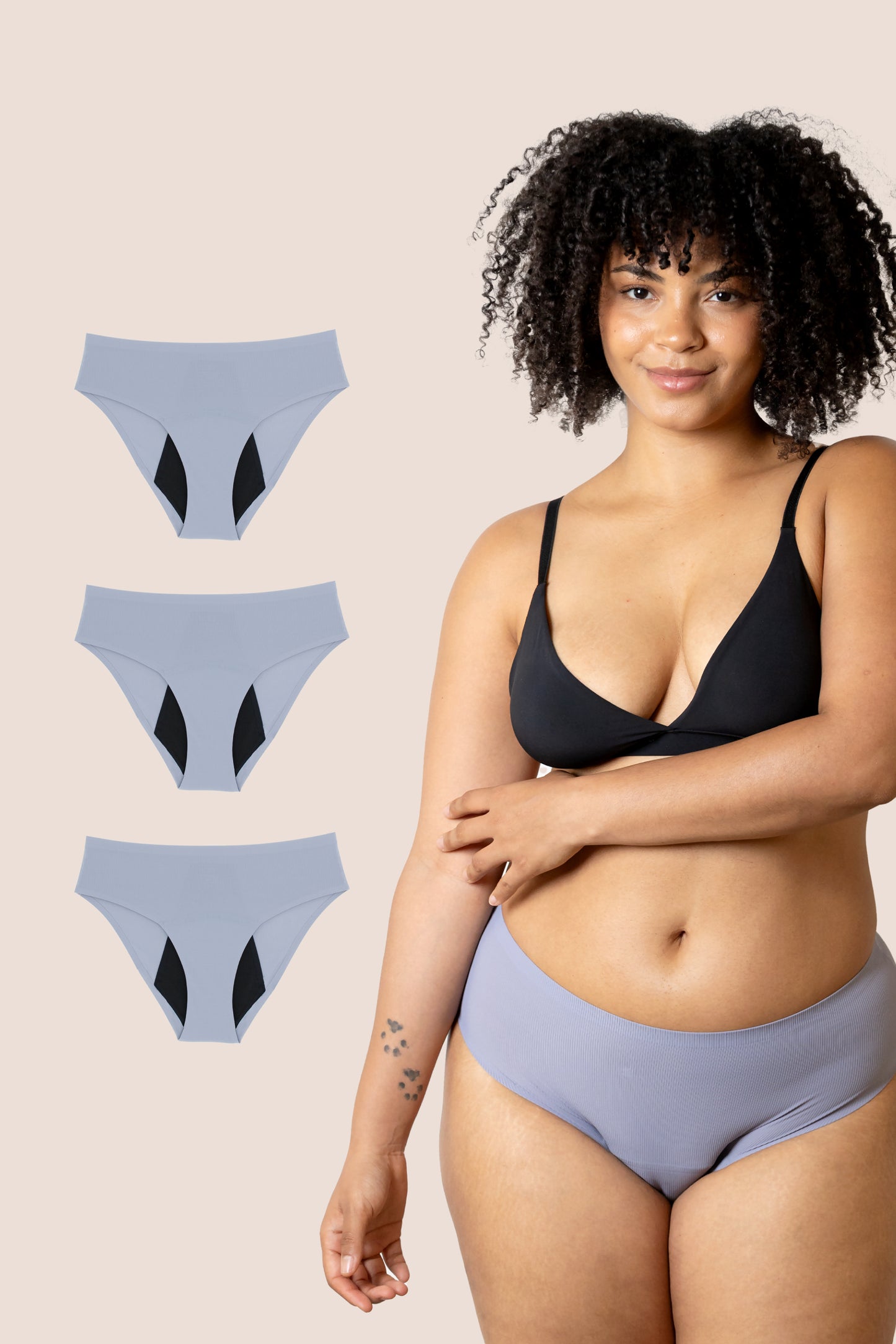 PERIOD PANTY SEAMLESS HIGH WAIST LAVENDER PACK 3