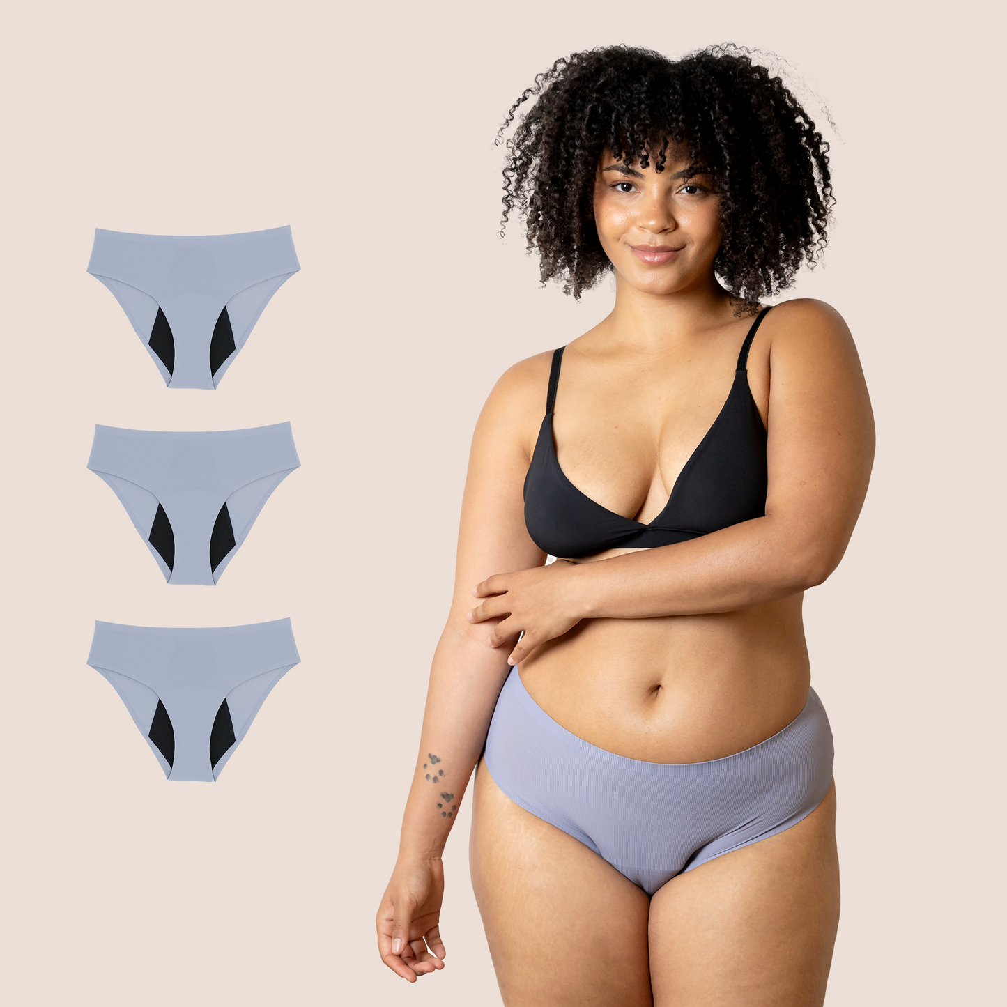 PERIOD PANTY SEAMLESS HIGH WAIST LAVENDER PACK 3