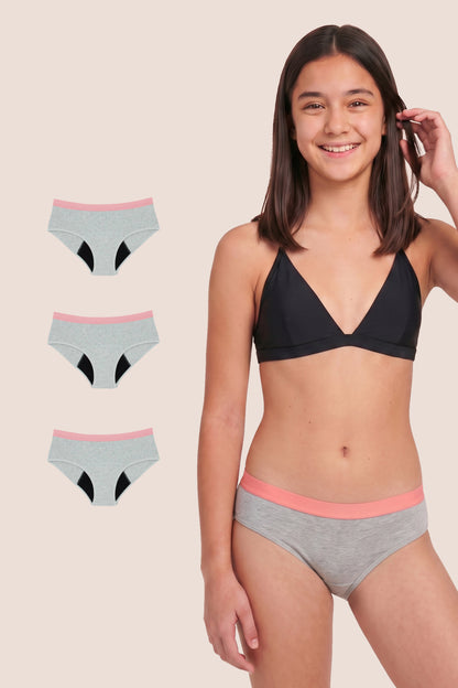 PERIOD UNDERWEAR TEEN GRAY PACK 3 GENERAL