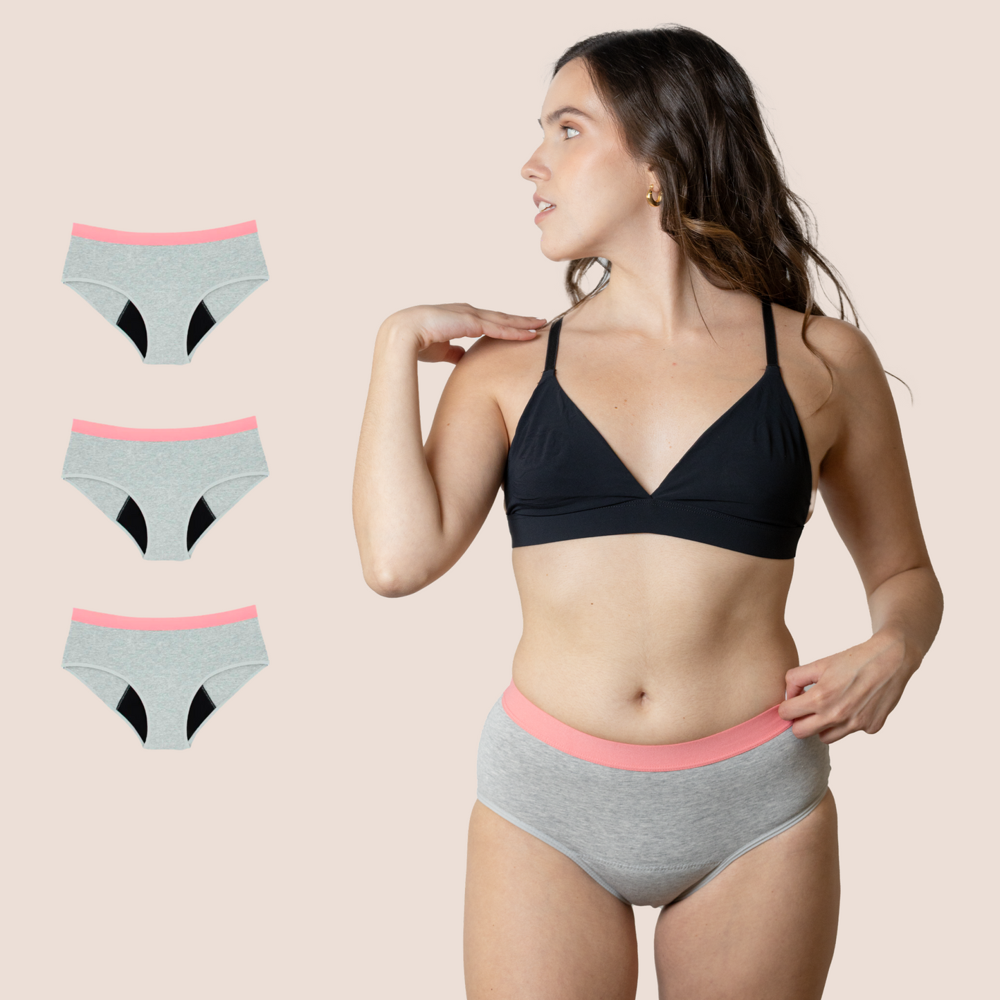 PERIOD UNDERWEAR TEEN GRAY PACK 3