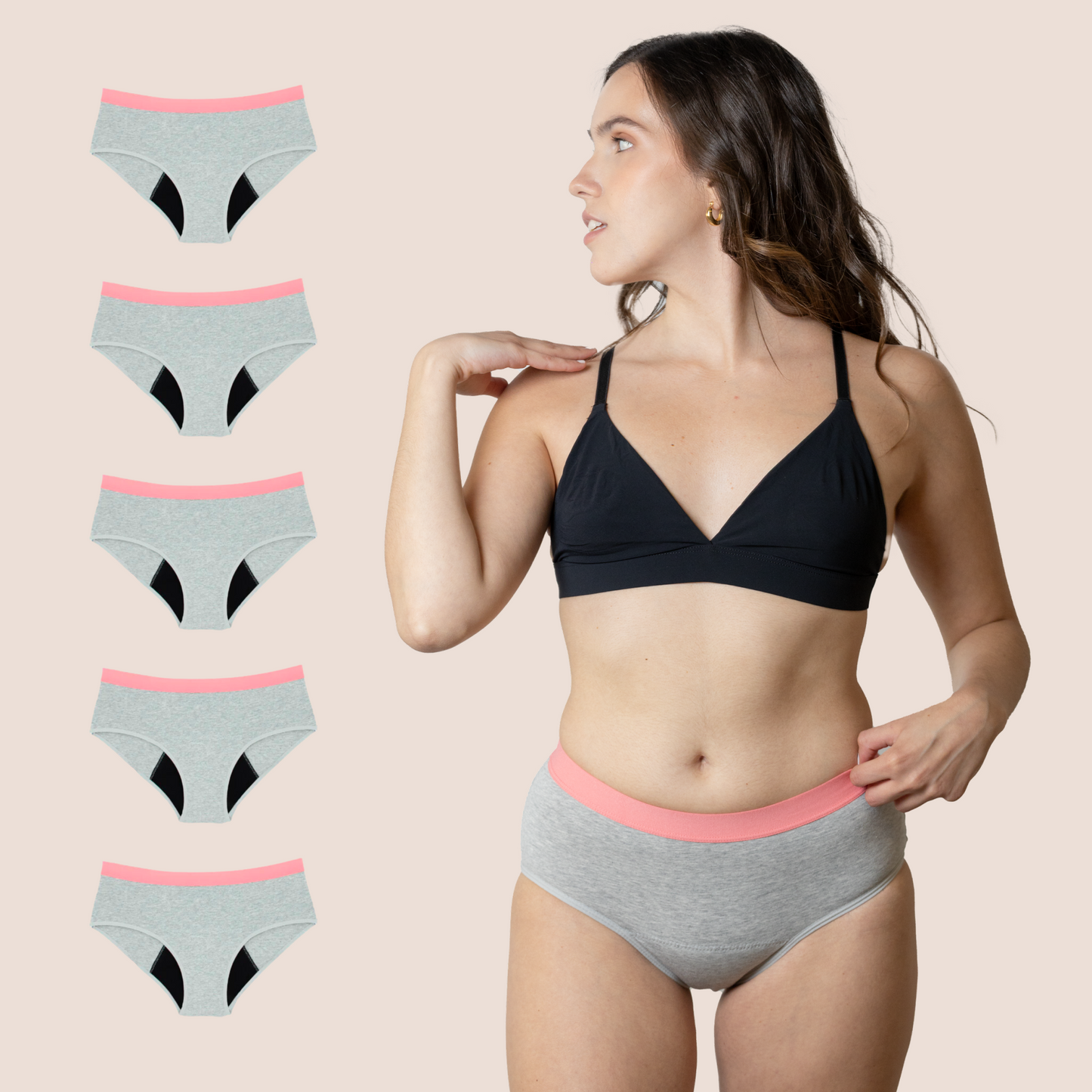 PERIOD UNDERWEAR TEEN GRAY PACK 5