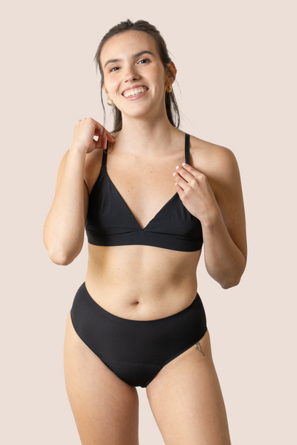 PERIOD UNDERWEAR TEEN SEAMLESS HIGH WAIST BLACK FRONT GENERAL 