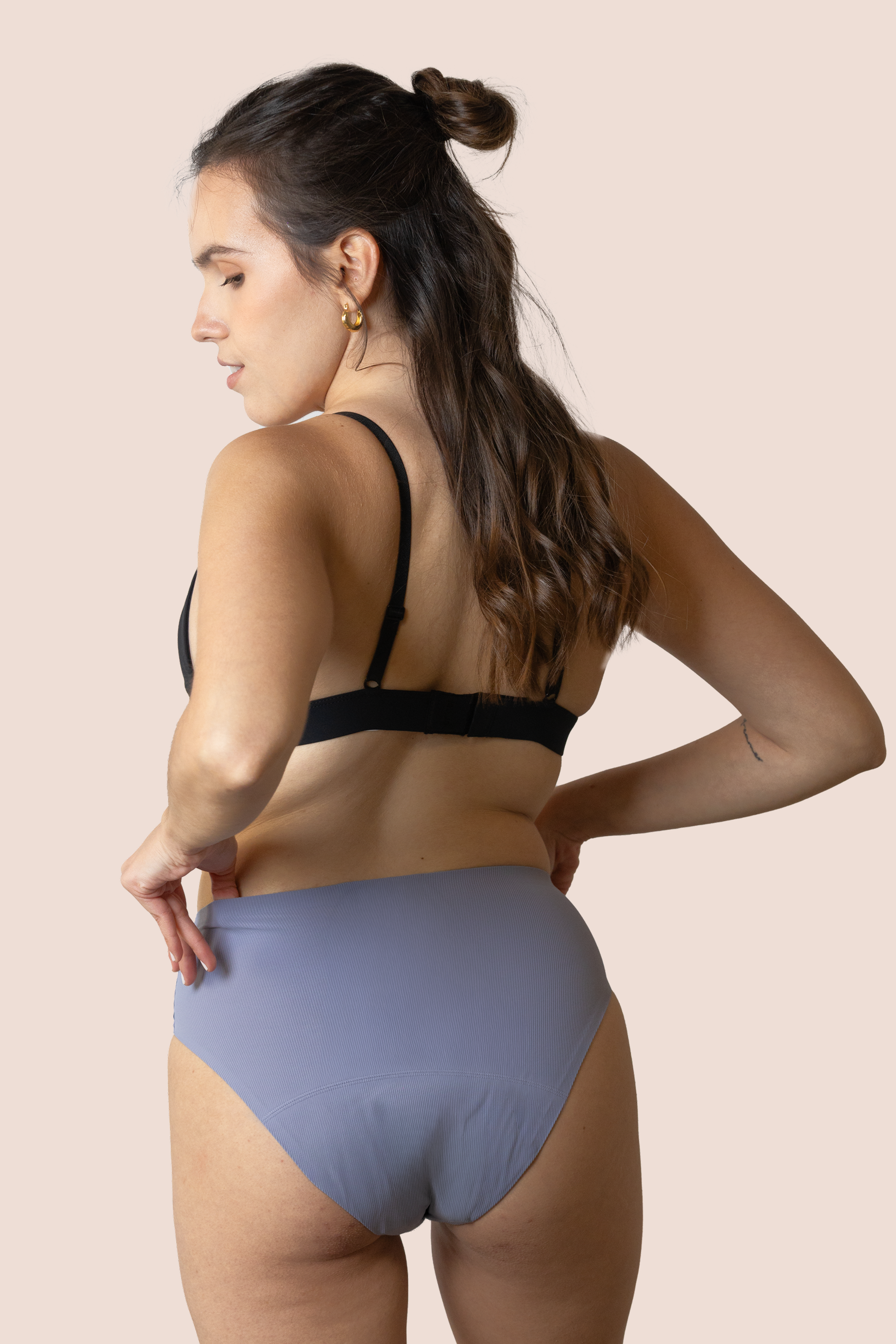 PERIOD UNDERWEAR TEEN SEAMLESS HIGH WAIST LAVENDER BACK GENERAL