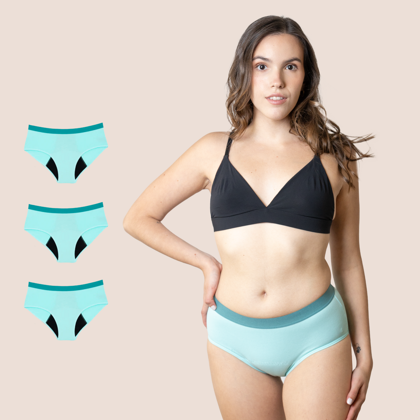 PERIOD UNDERWEAR TEEN TURQUOISE PACK 3