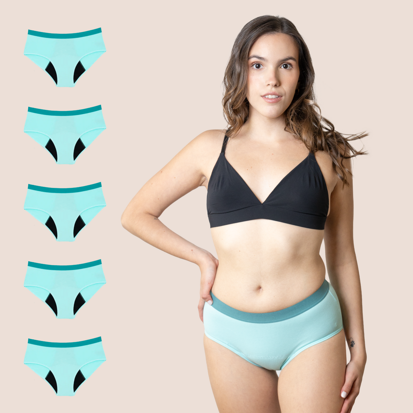 PERIOD UNDERWEAR TEEN TURQUOISE PACK 5