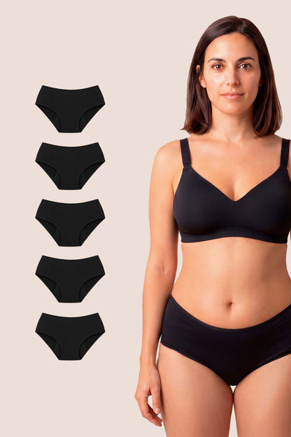 POSTPARTUM PANTIES BLACK PACK 5 GENERAL